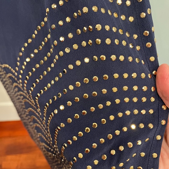 Trina Turk Navy Sleeveless Dress with Gold Accents - Picture 3 of 3